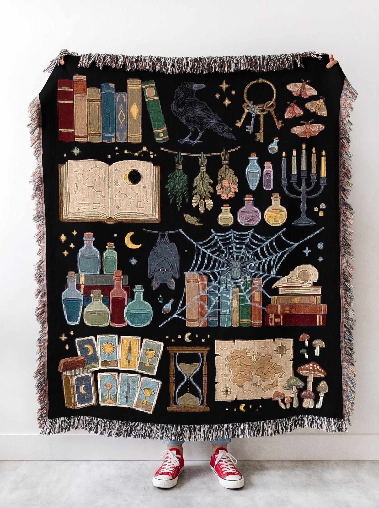 Witchy Spooky Woven Jacquard Blanket