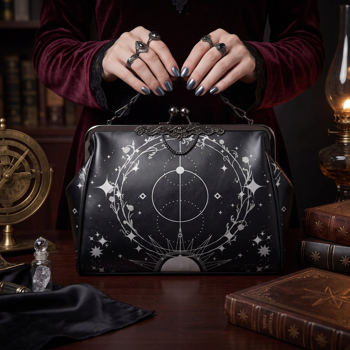 Silver Celestial Kisslock Bag