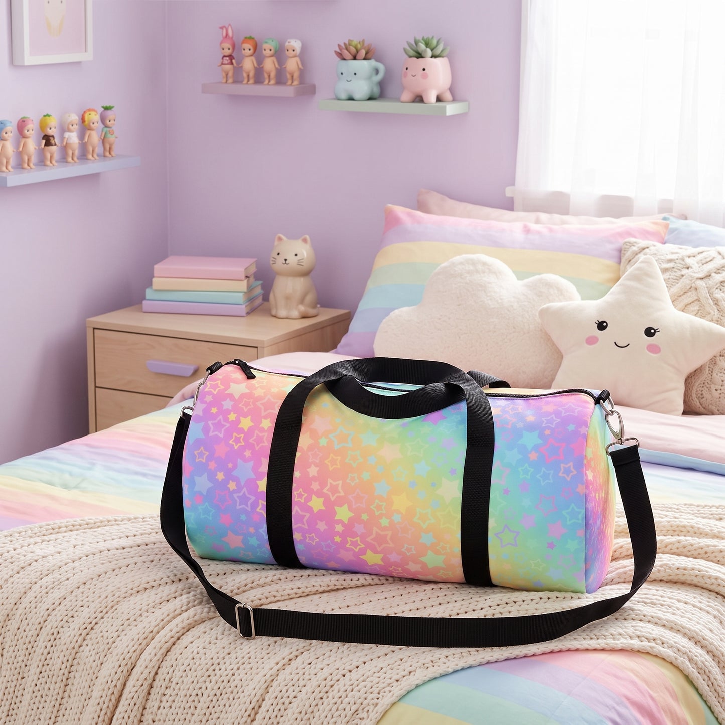 Pastel Rainbow Stars Duffel Bag