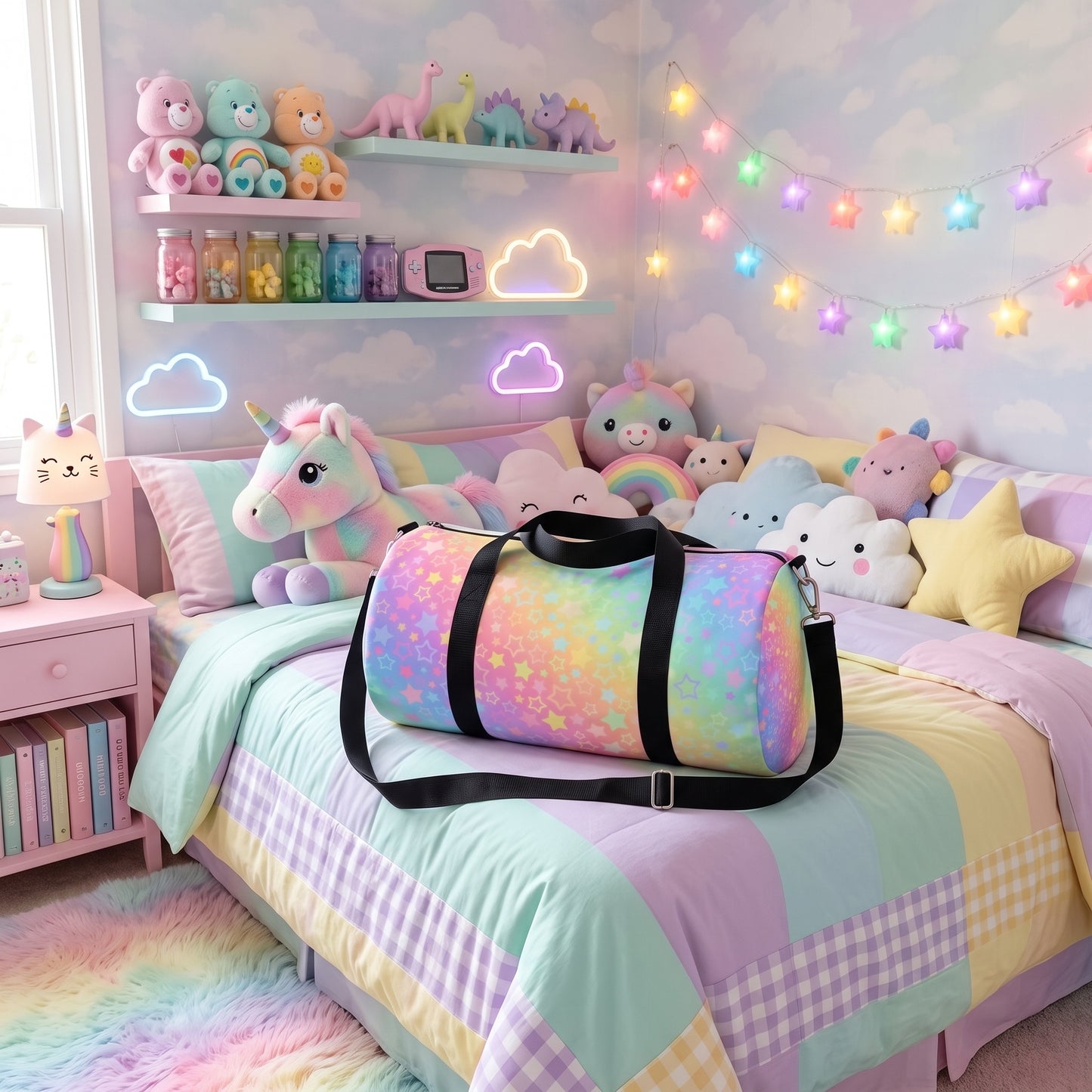Pastel Rainbow Stars Duffel Bag