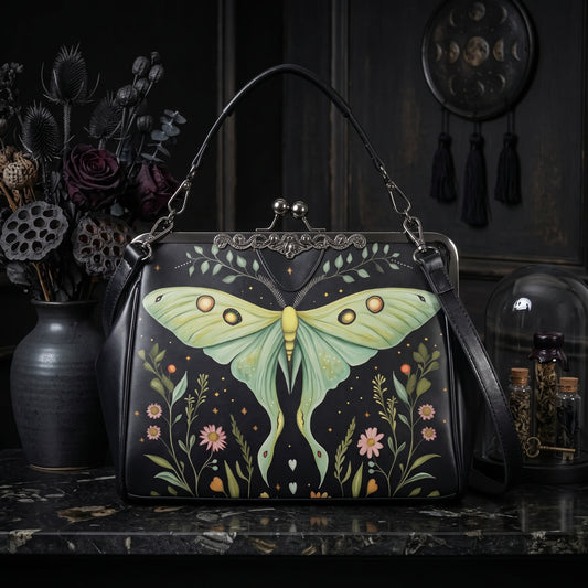 Luna Moth Cottagecore Kisslock Purse