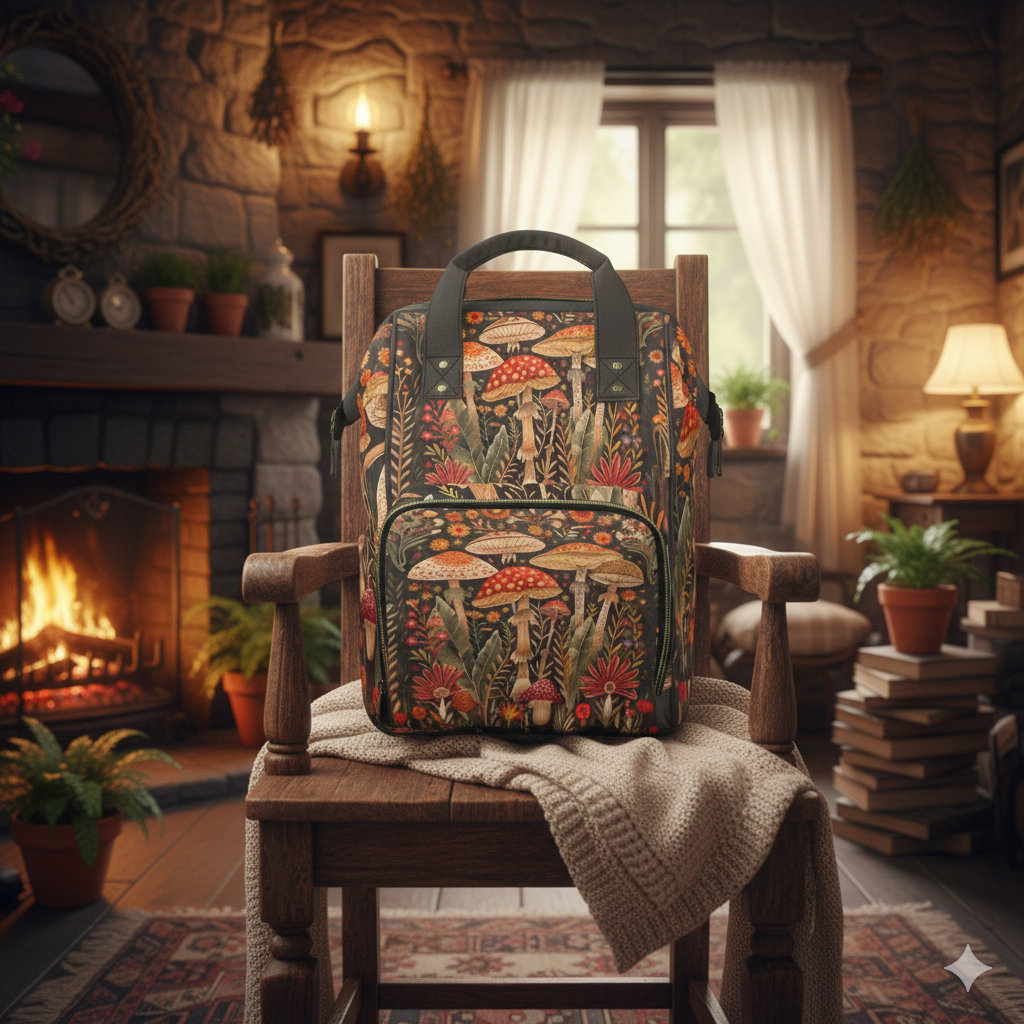 Boho Mushrooms Diaper Backpack
