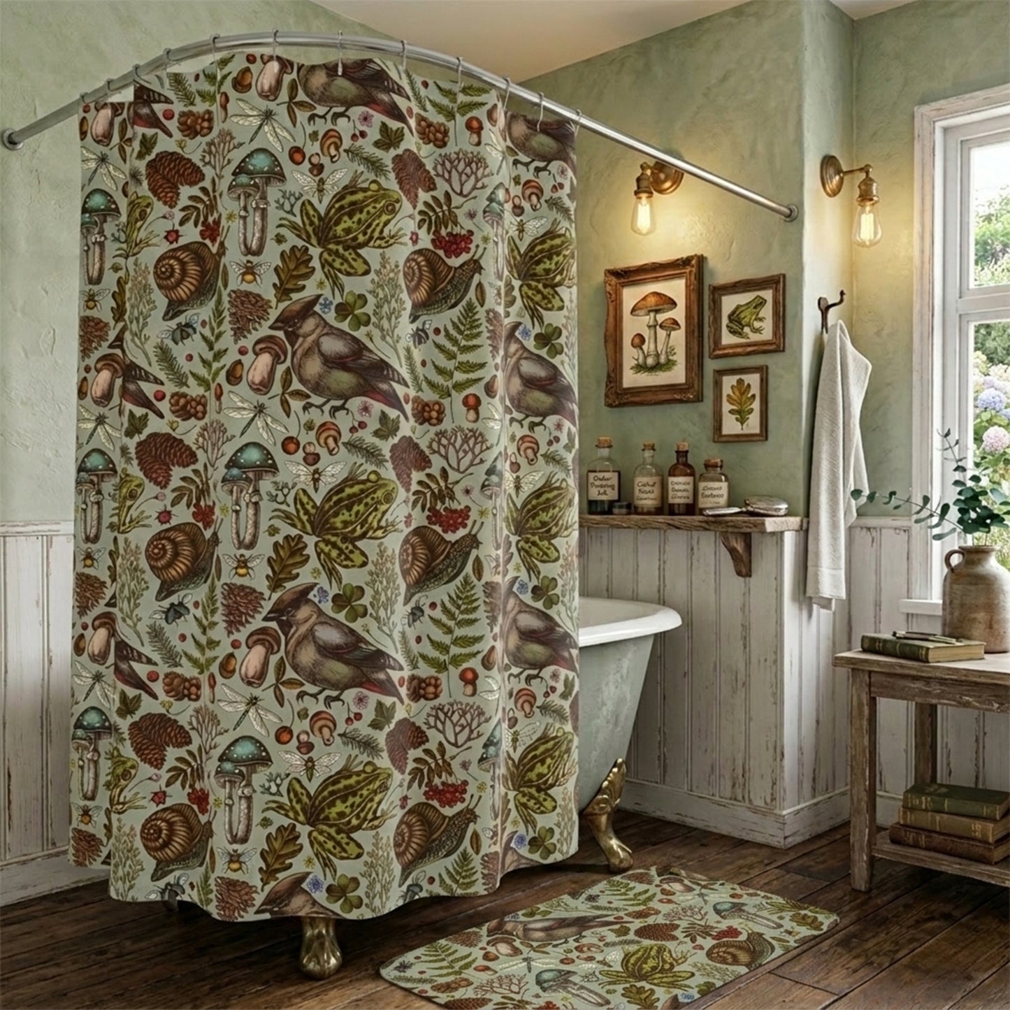 Enchanted Forest Woodland Shower Curtain & Bath Mat Set
