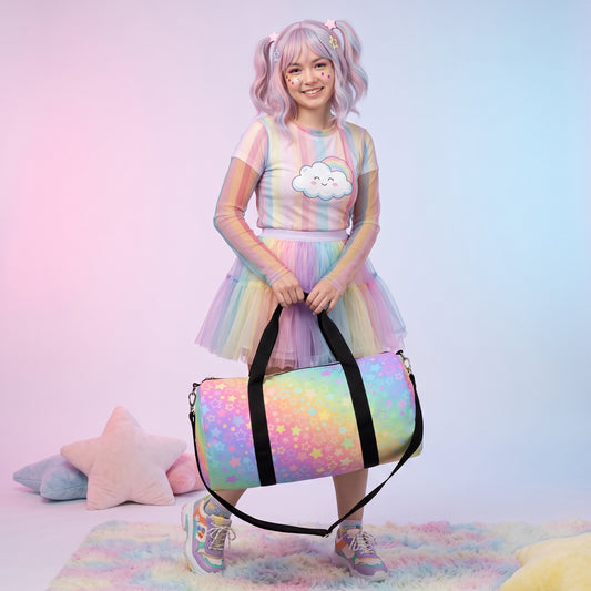 Pastel Rainbow Stars Duffel Bag