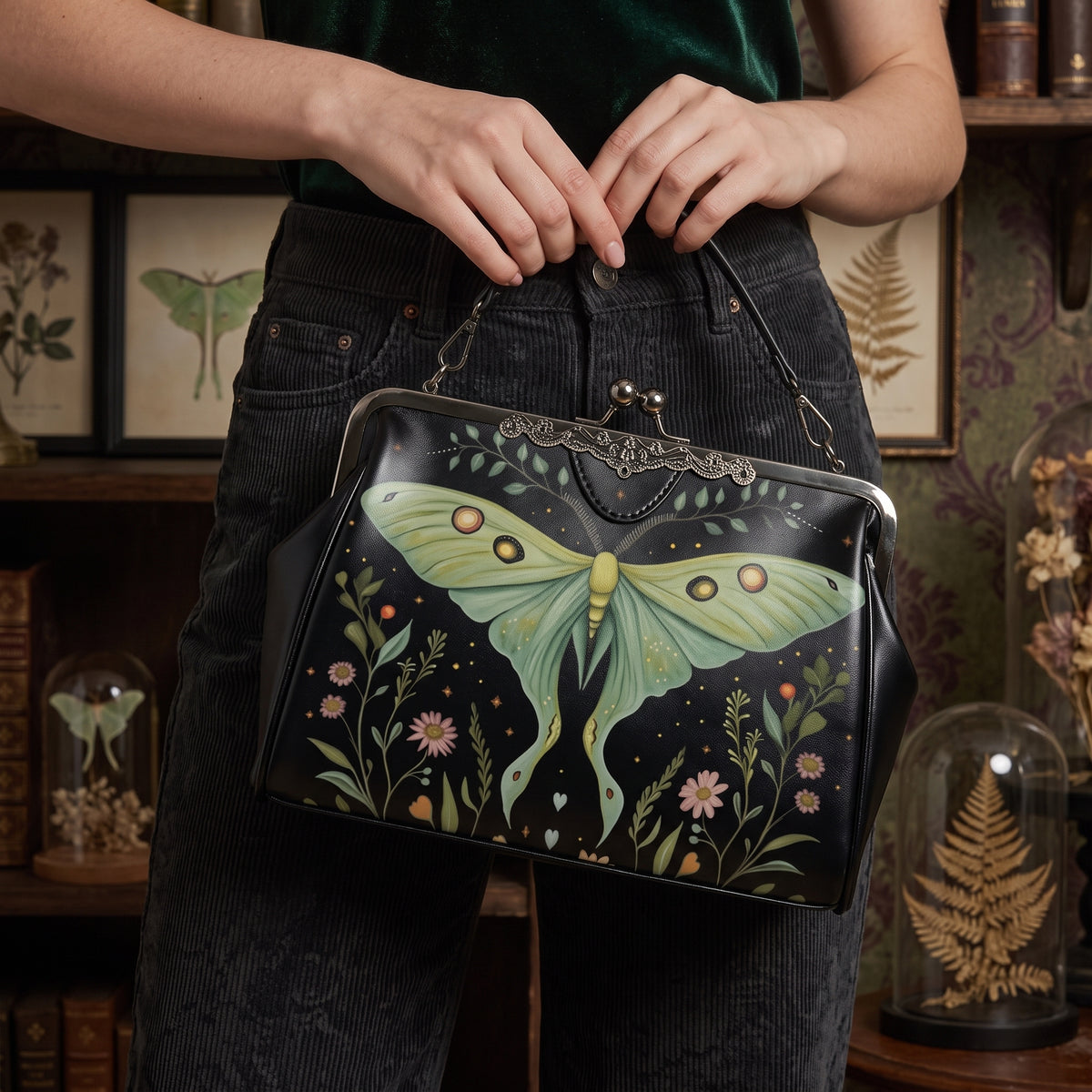 Luna Moth Cottagecore Kisslock Purse