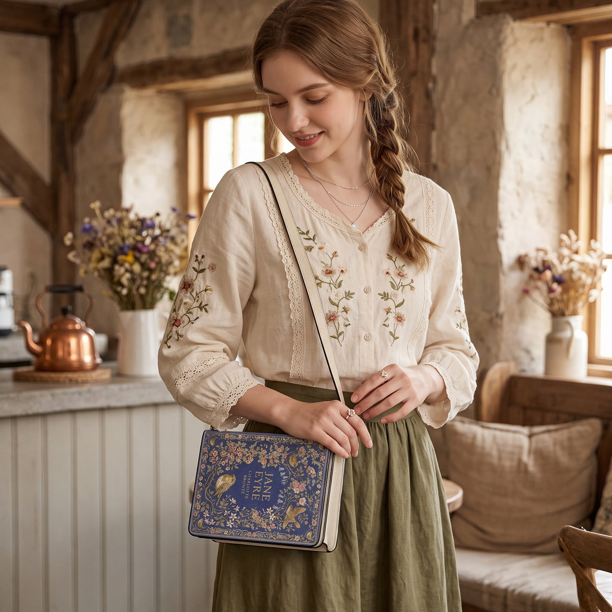 Jane Eyre Book-Shaped Purse, Charlotte Bronte Literary Crossbody Bag