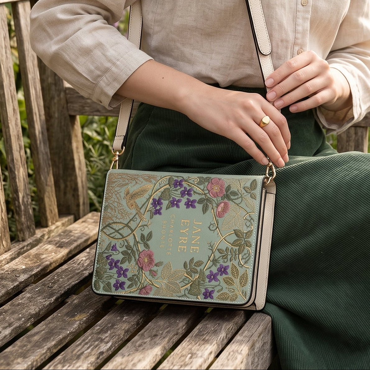 Jane Eyre Mint Green Book-Look Purse