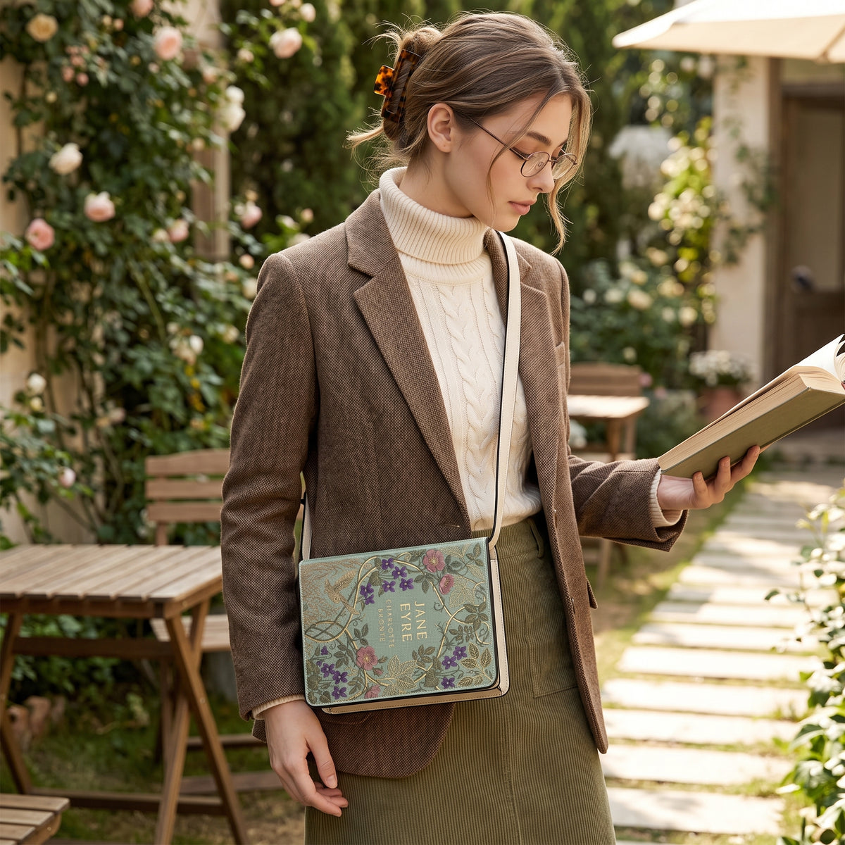 Jane Eyre Mint Green Book-Look Purse