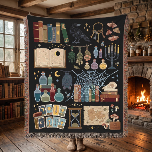 Witchy Spooky Woven Jacquard Blanket