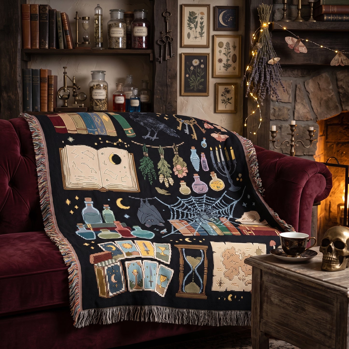 Witchy Spooky Woven Jacquard Blanket
