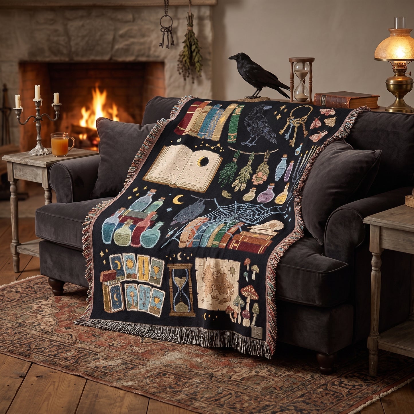 Witchy Spooky Woven Jacquard Blanket