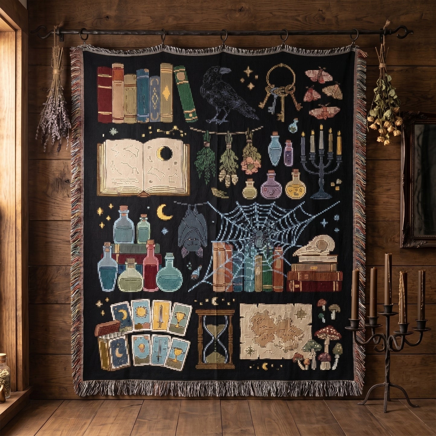 Witchy Spooky Woven Jacquard Blanket