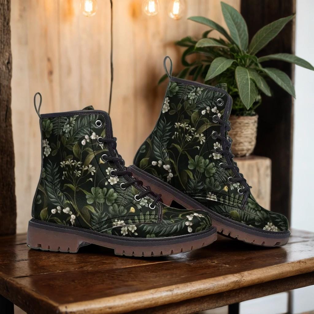 Dark Lush Botanical Vegan Combat Boots