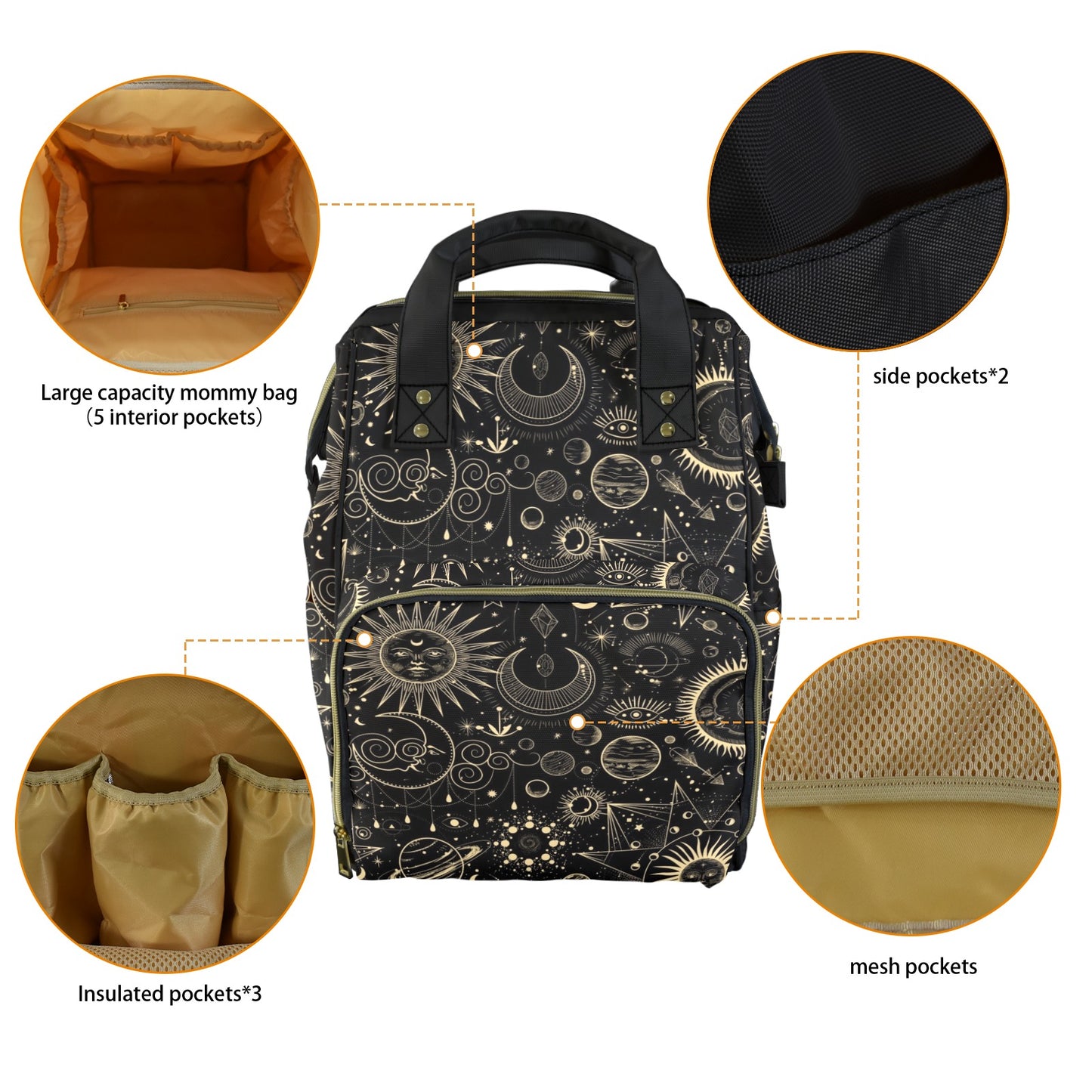 Celestial Stars Witchy Diaper Backpack