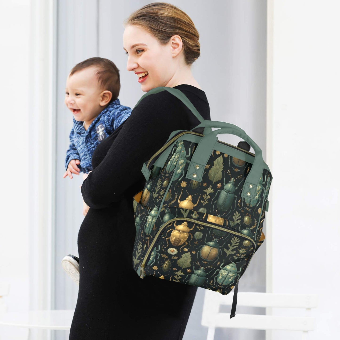 Whimsical Beetles Diaper Bag Backpack
