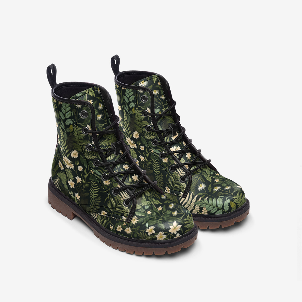 Dark Forest Ferns & Flowers Vegan Boots