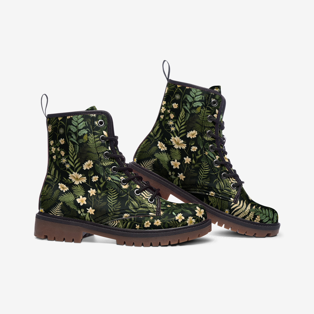 Dark Forest Ferns & Flowers Vegan Boots