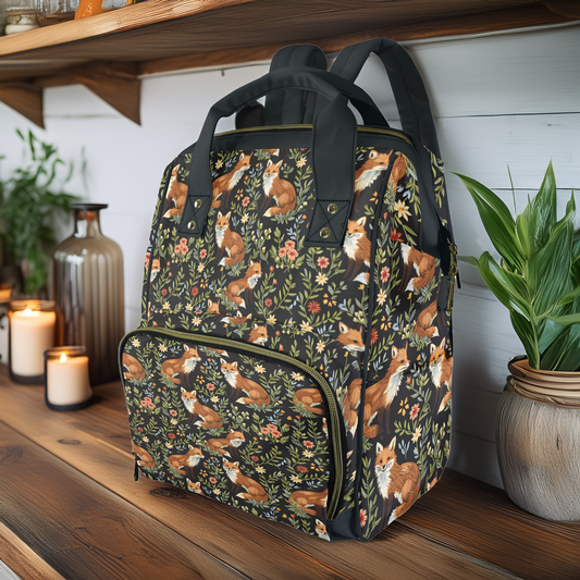 Cottagecore Foxes Multifunctional Mommy Backpack