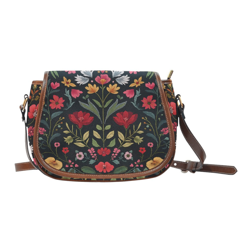 Bright Folk Flowers Saddle Bag Purse