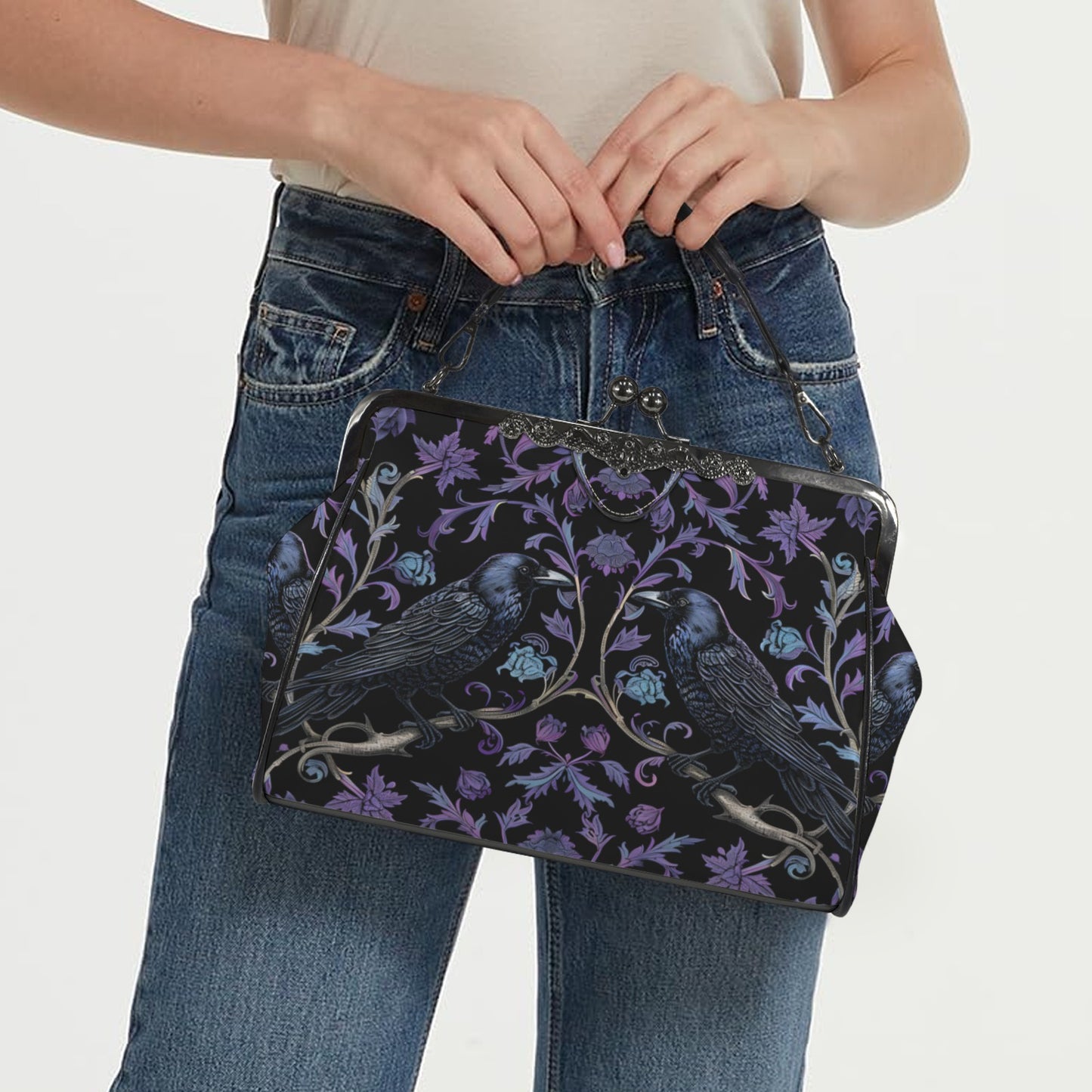 Gothic Ravens Kisslock Handbag