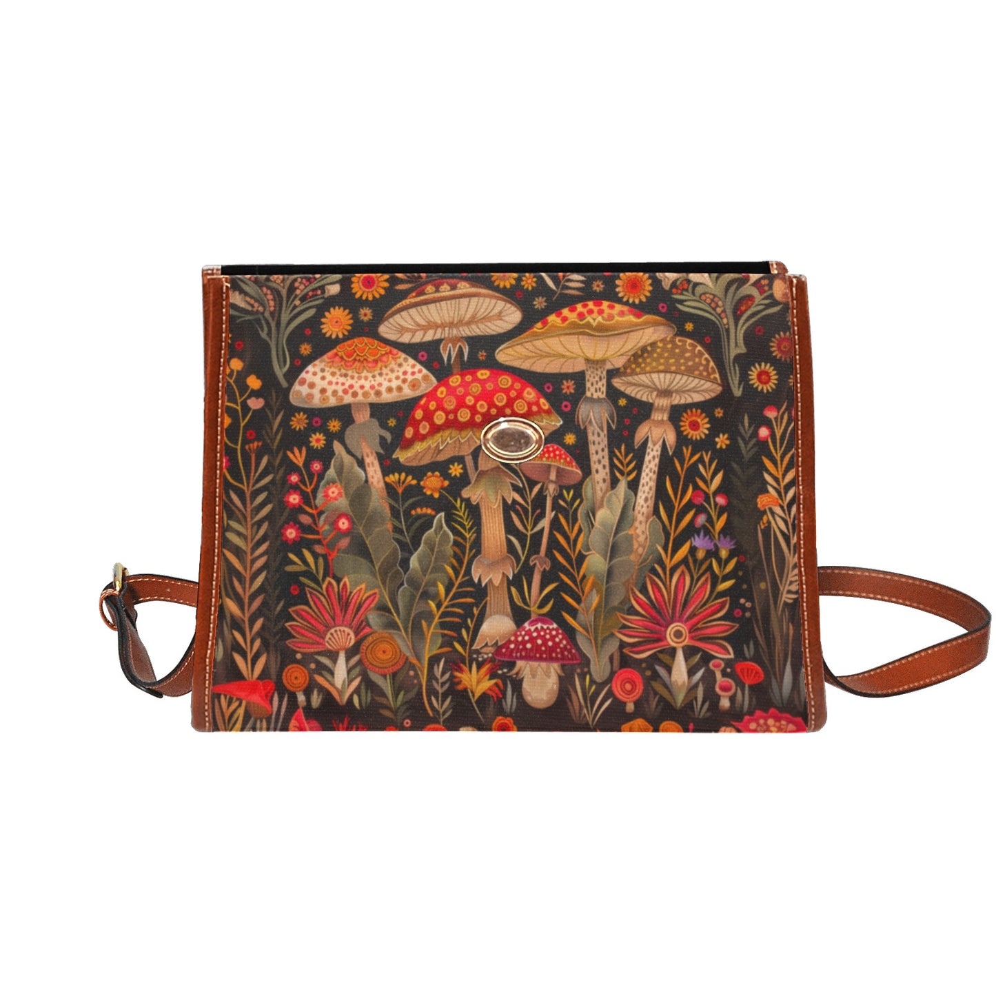 Trippy Boho Forest Mushrooms Satchel