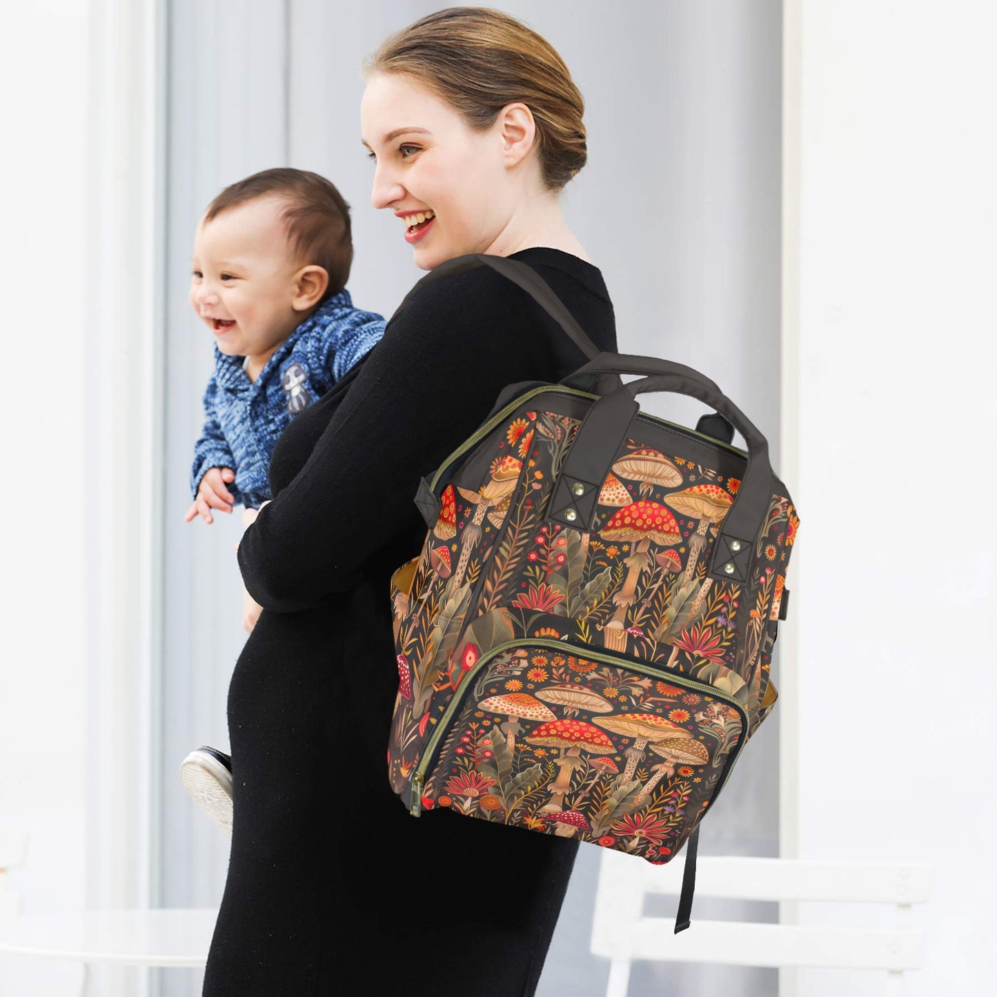 Boho Mushrooms Diaper Backpack