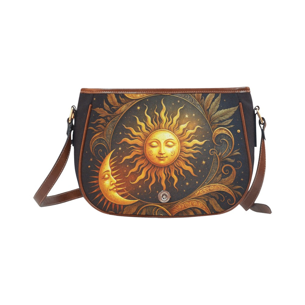 Celestial Sun & Moon Saddle Bag Purse