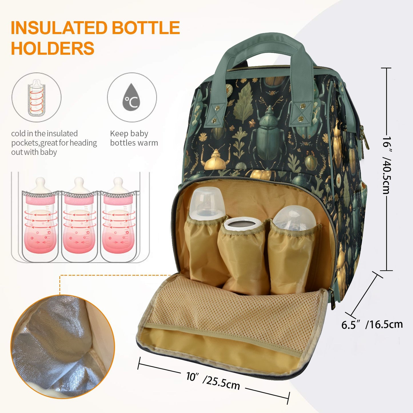 Whimsical Beetles Diaper Bag Backpack