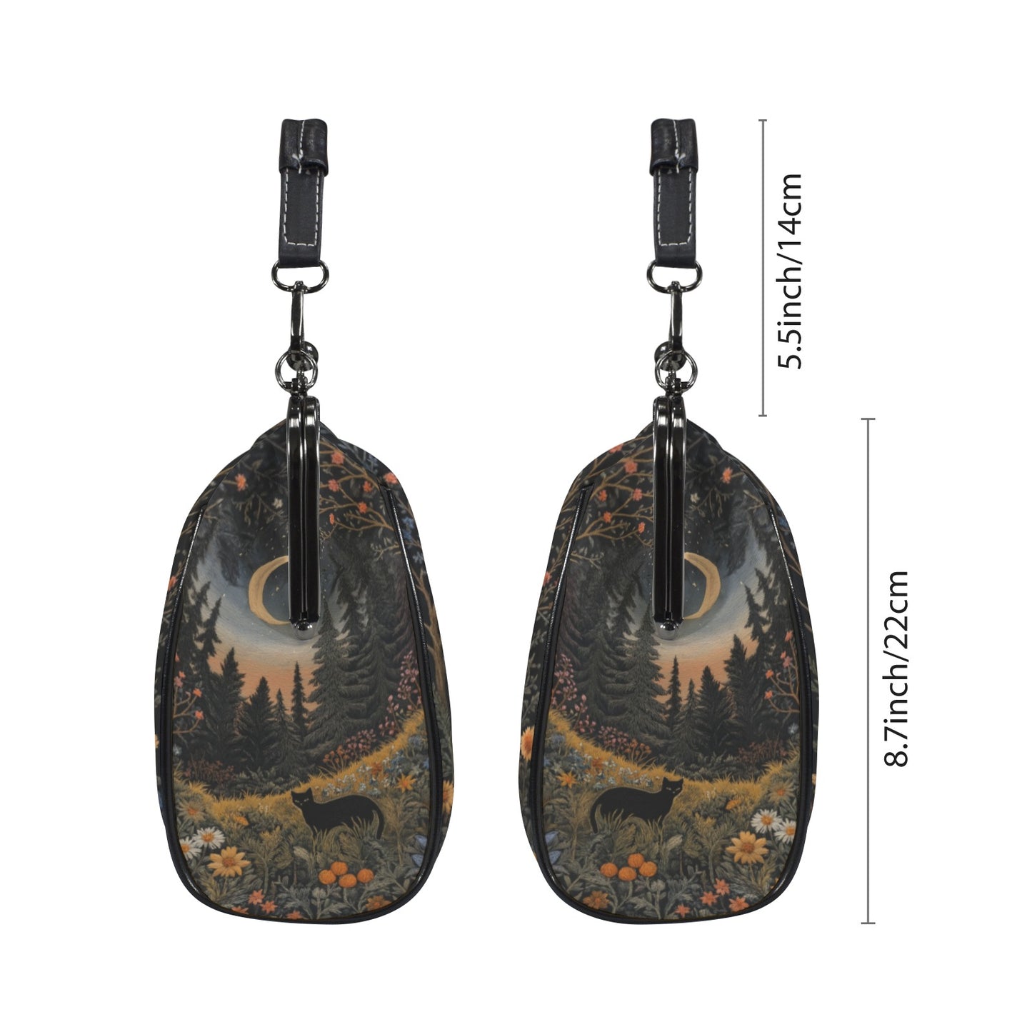 Magical Forest Black Cat Kisslock Purse