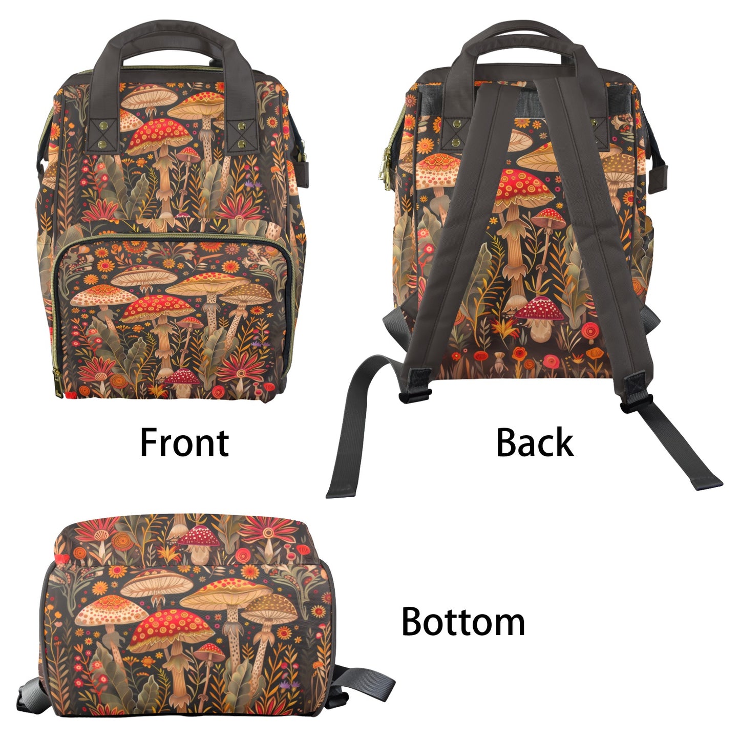Boho Mushrooms Diaper Backpack