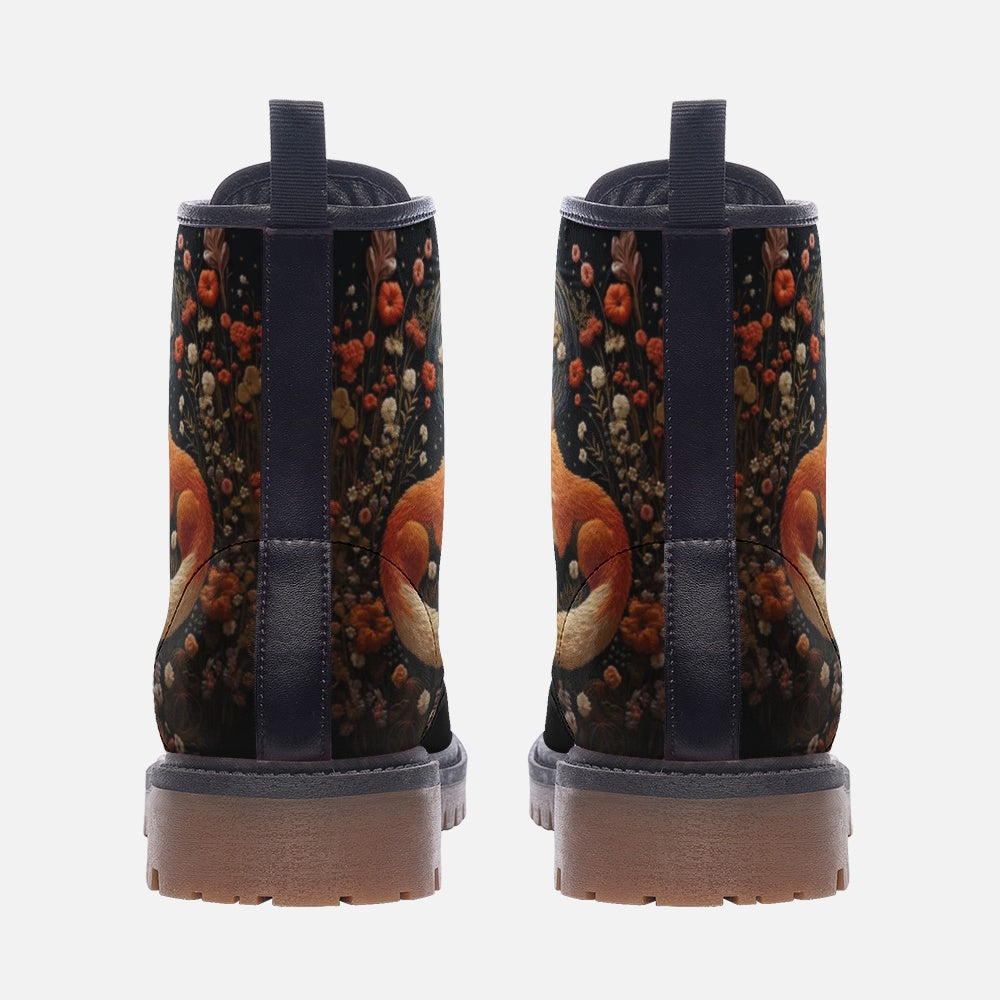 Faux-embroidery Fox & Moon Vegan Boots