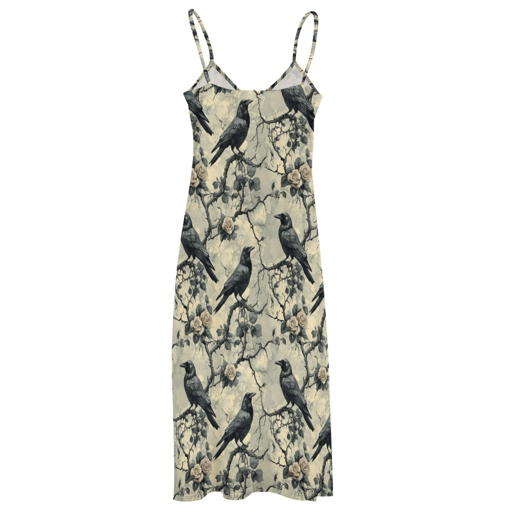 Gothic Ravens & Roses Maxi Dress
