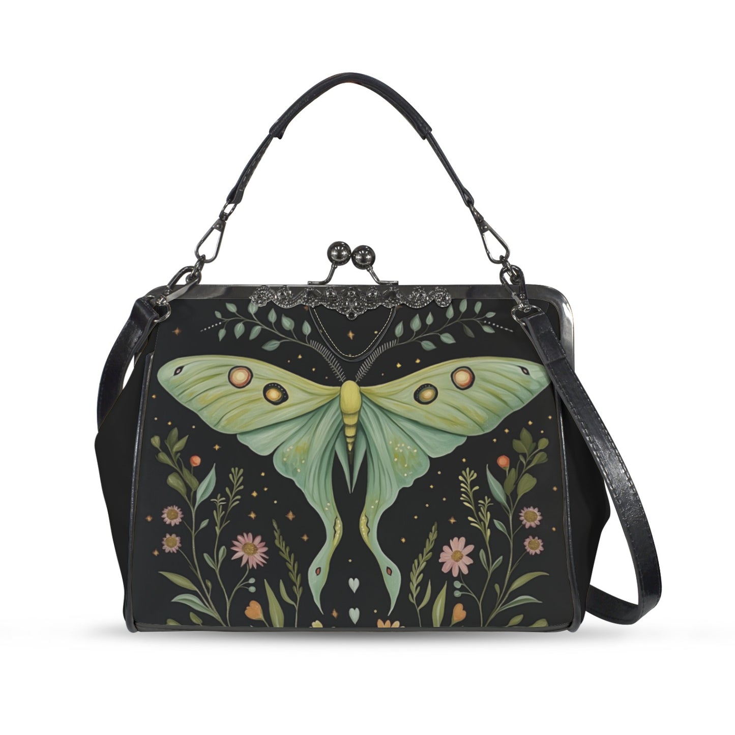 Luna Moth Cottagecore Kisslock Purse
