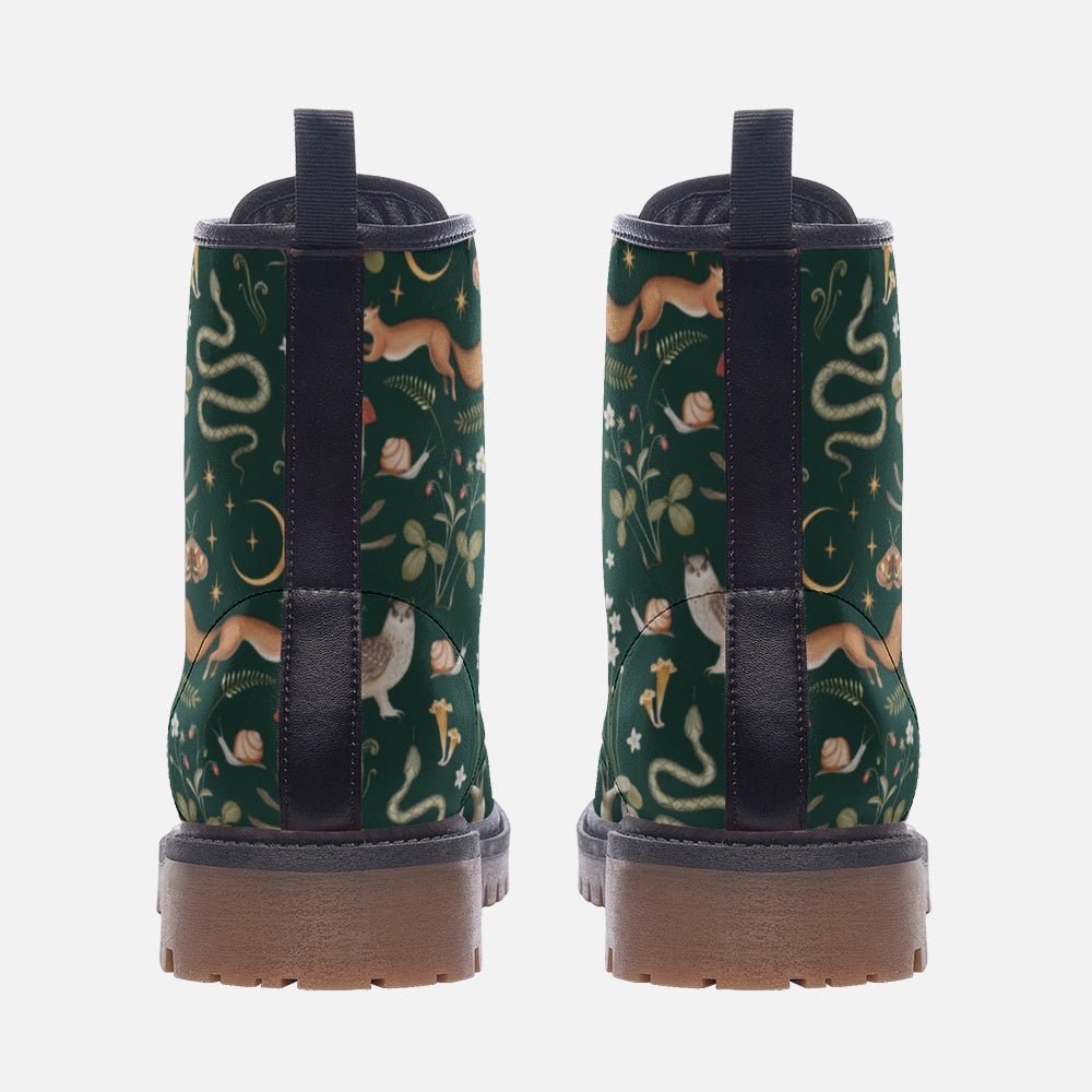 Fairy Forest Dark Green Vegan Boots