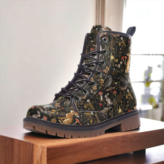 Dark Enchanted Forest Vegan Combat Boots