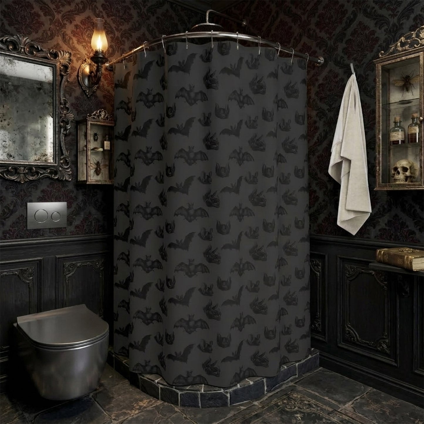 Gothic Bats Shower Curtain & Bath Mat