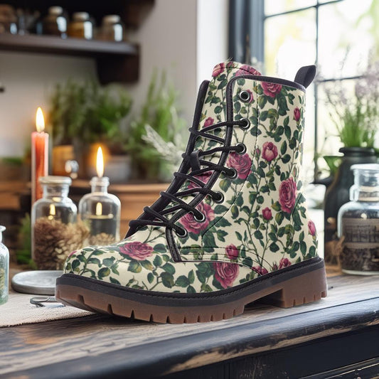 Vintage Rose Vegan Combat Boots