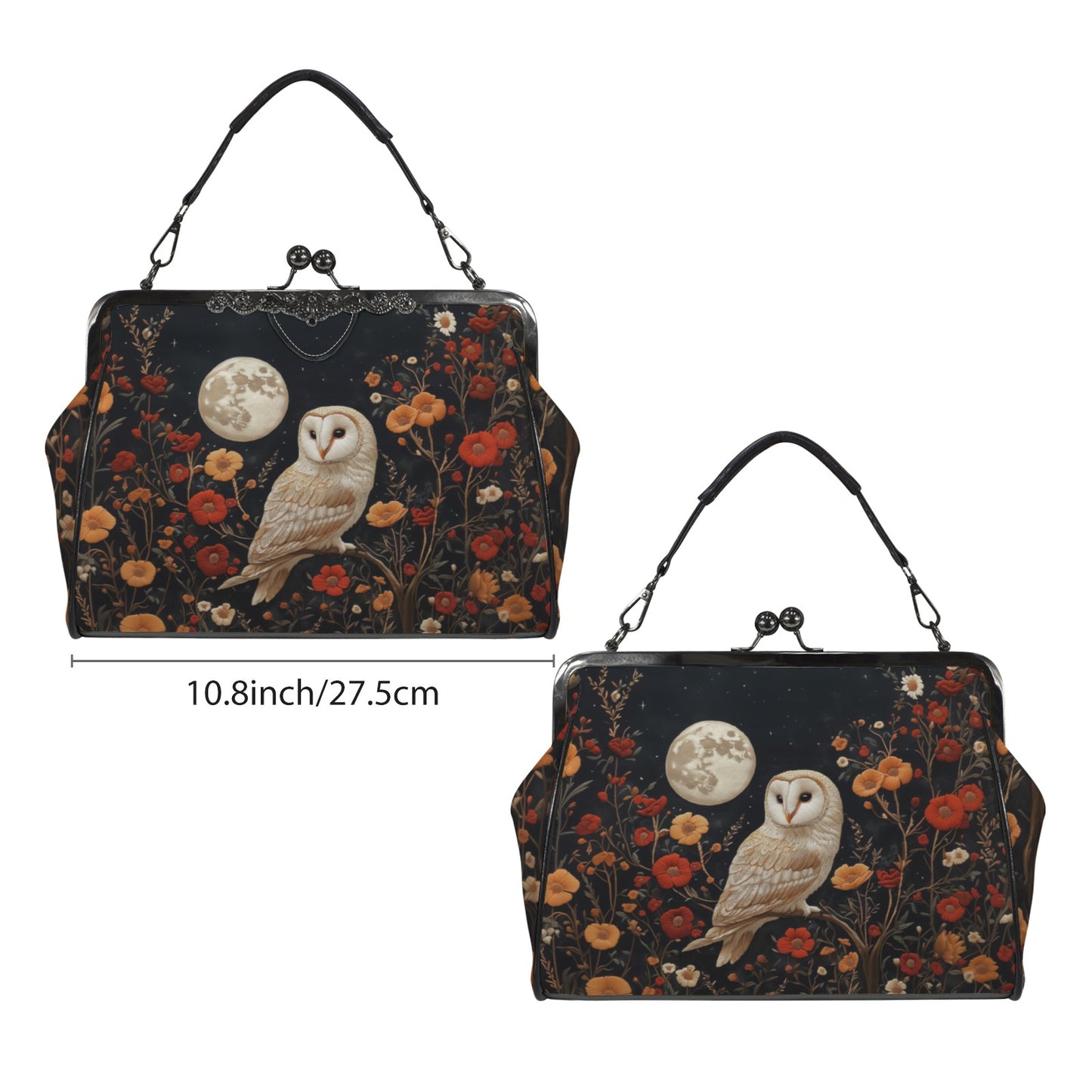 Owl and Flowers Kisslock Handbag