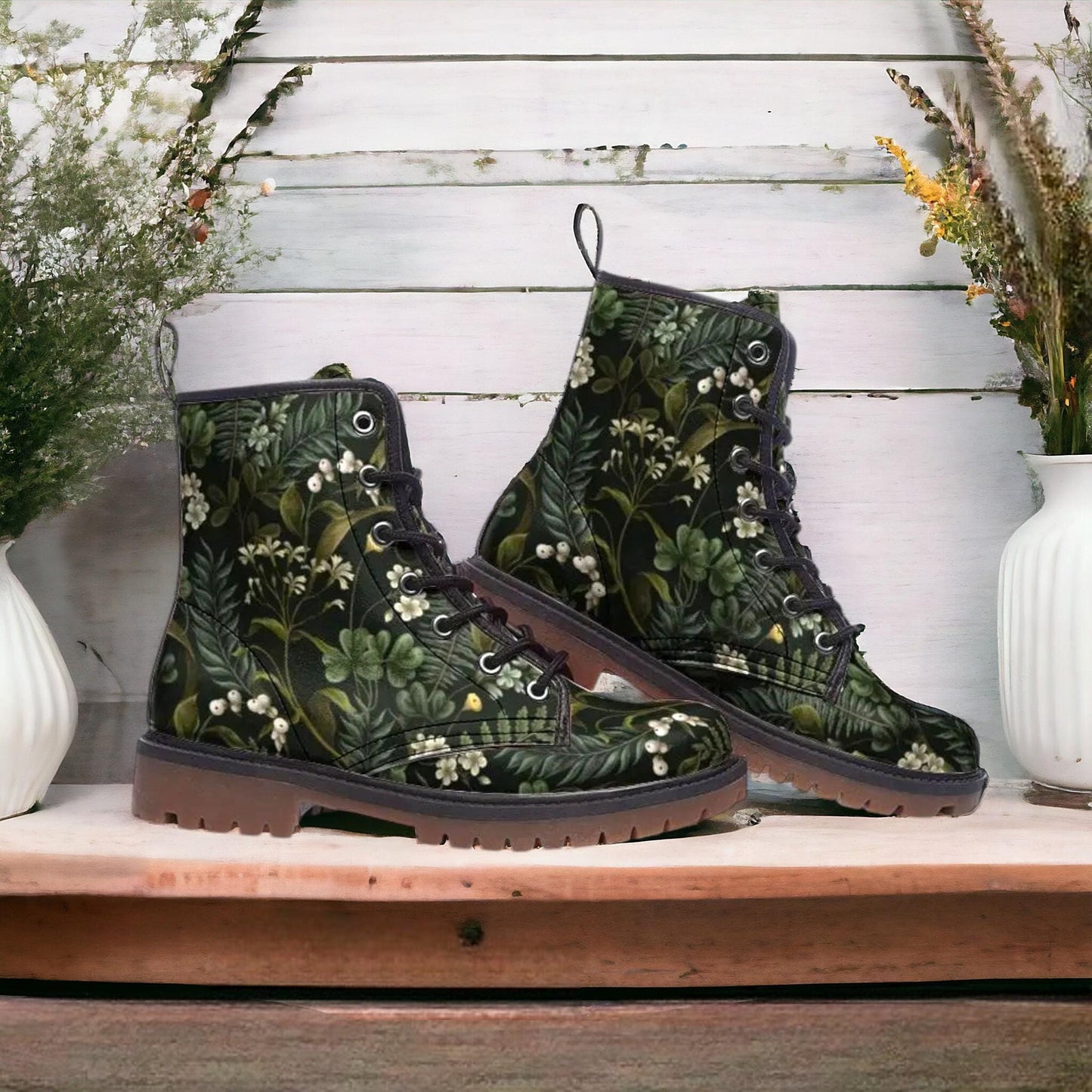 Dark Lush Botanical Vegan Combat Boots