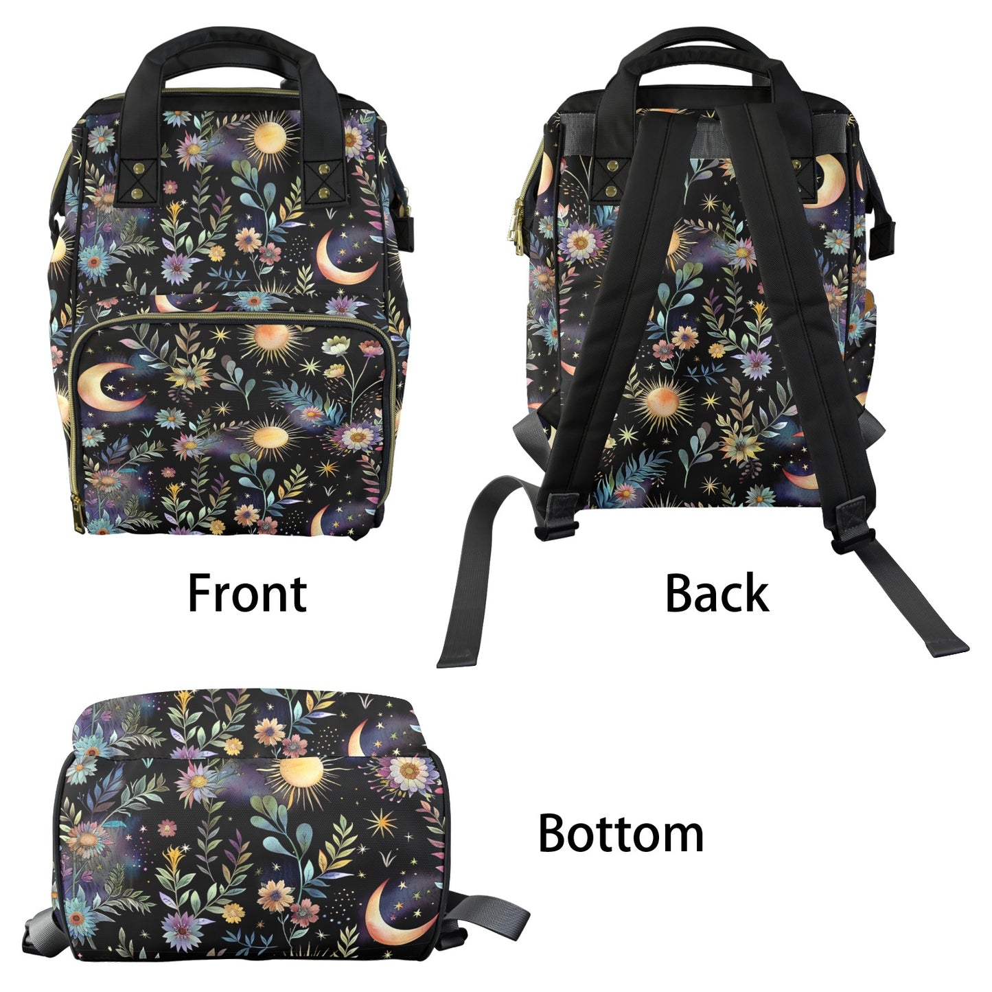 Fairy Night Garden Flowers & Moons Diaper Backpack