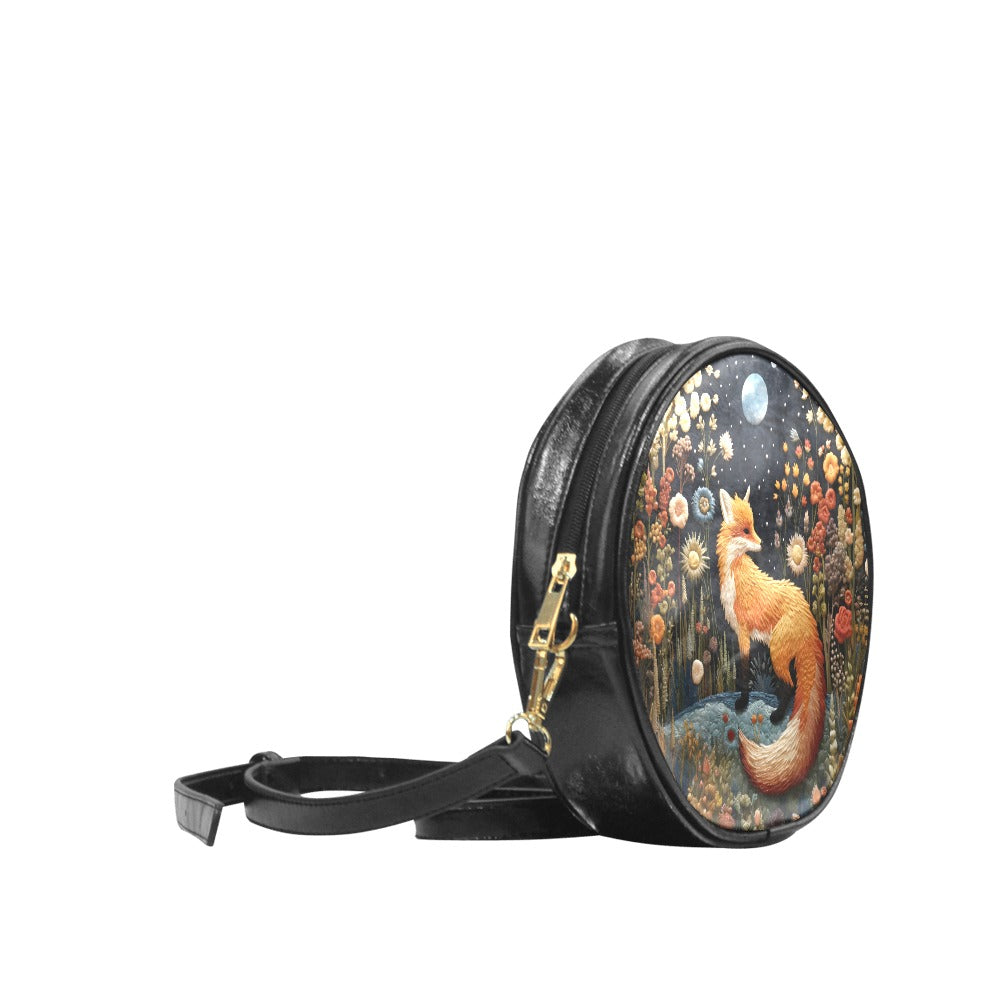 Faux-Embroidered Fox Vegan Leather Purse