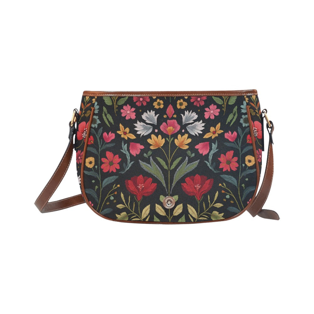 Bright Folk Flowers Saddle Bag Purse
