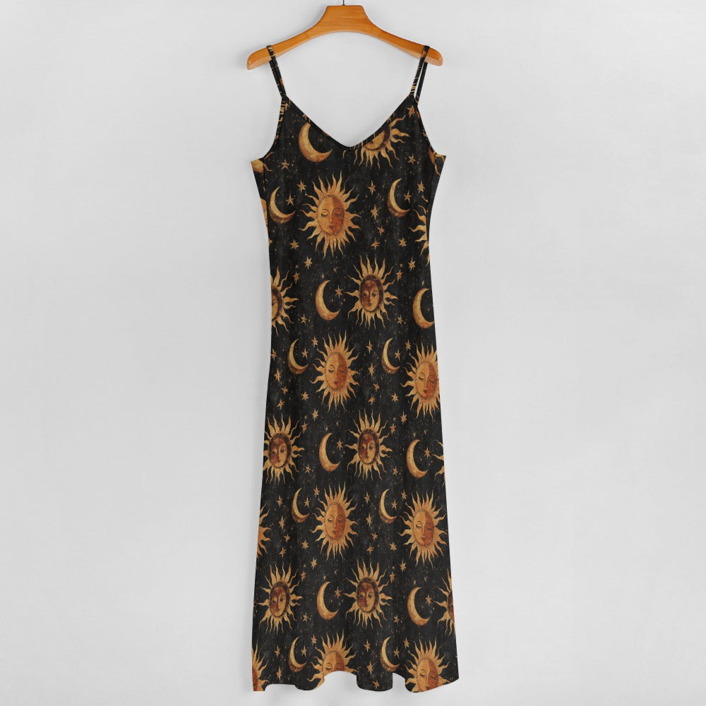 Whimsigoth Celestial Sun and Moon Maxi Dress