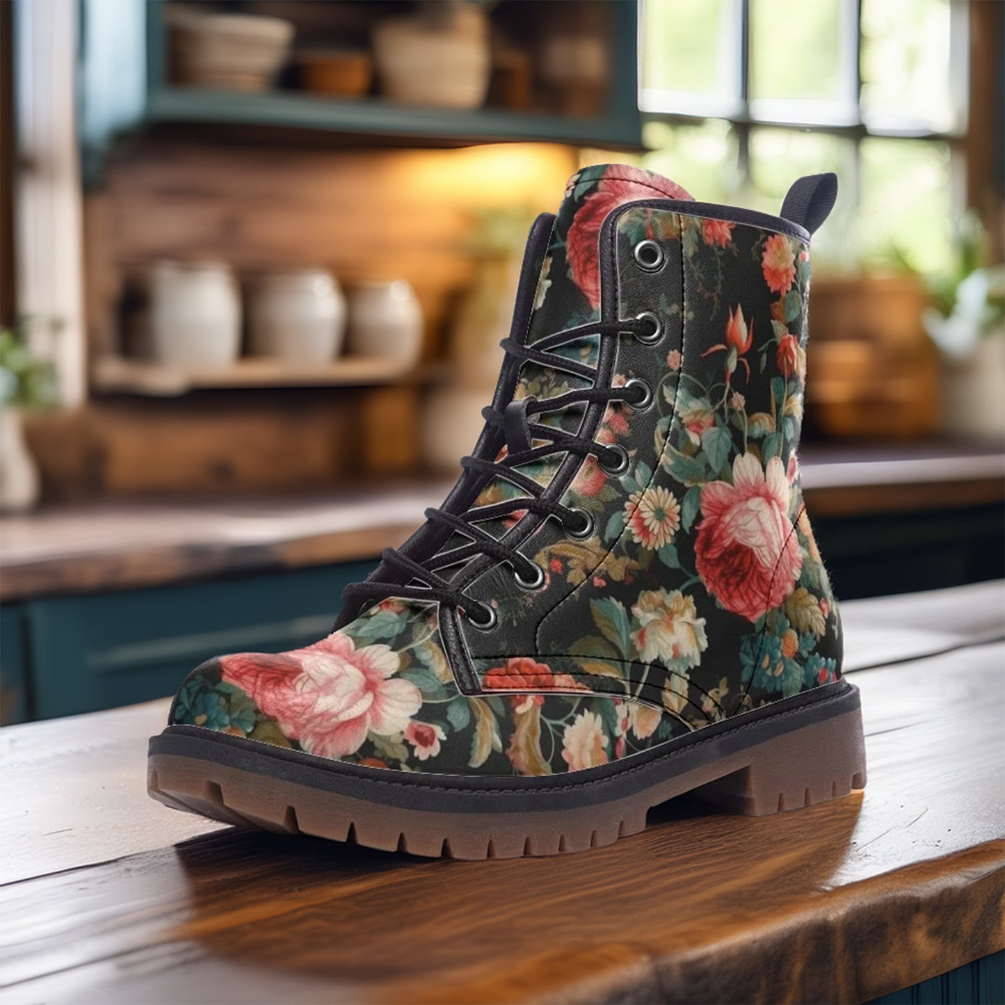 Vintage Chintz Roses Vegan Boots