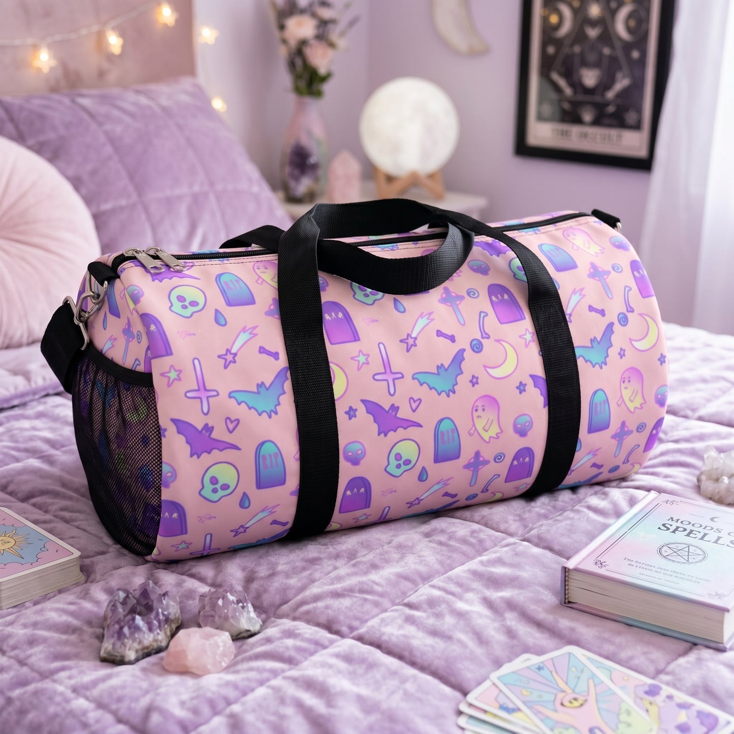 Pastel Goth Kawaii Spooky Cute Pink Duffel Bag