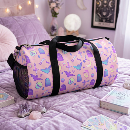 Pastel Goth Kawaii Spooky Cute Pink Duffel Bag