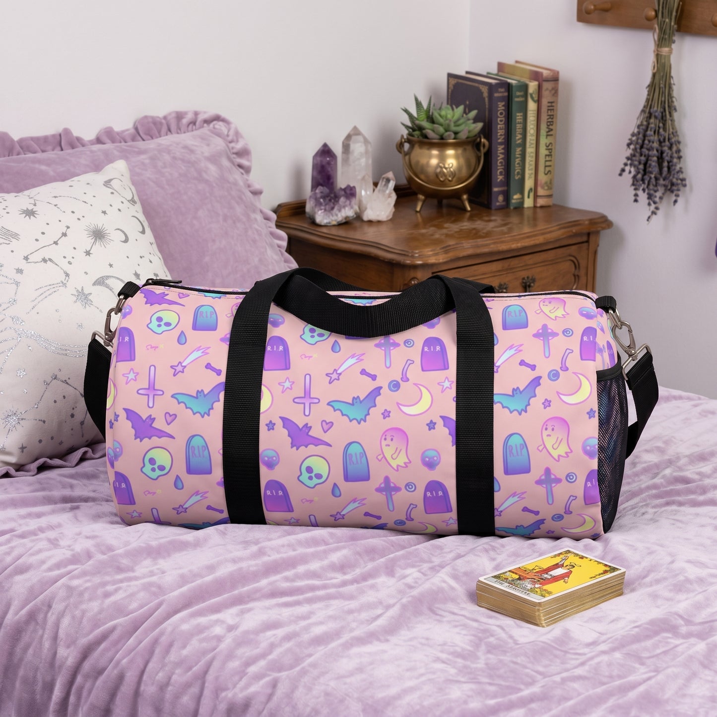 Pastel Goth Kawaii Spooky Cute Pink Duffel Bag