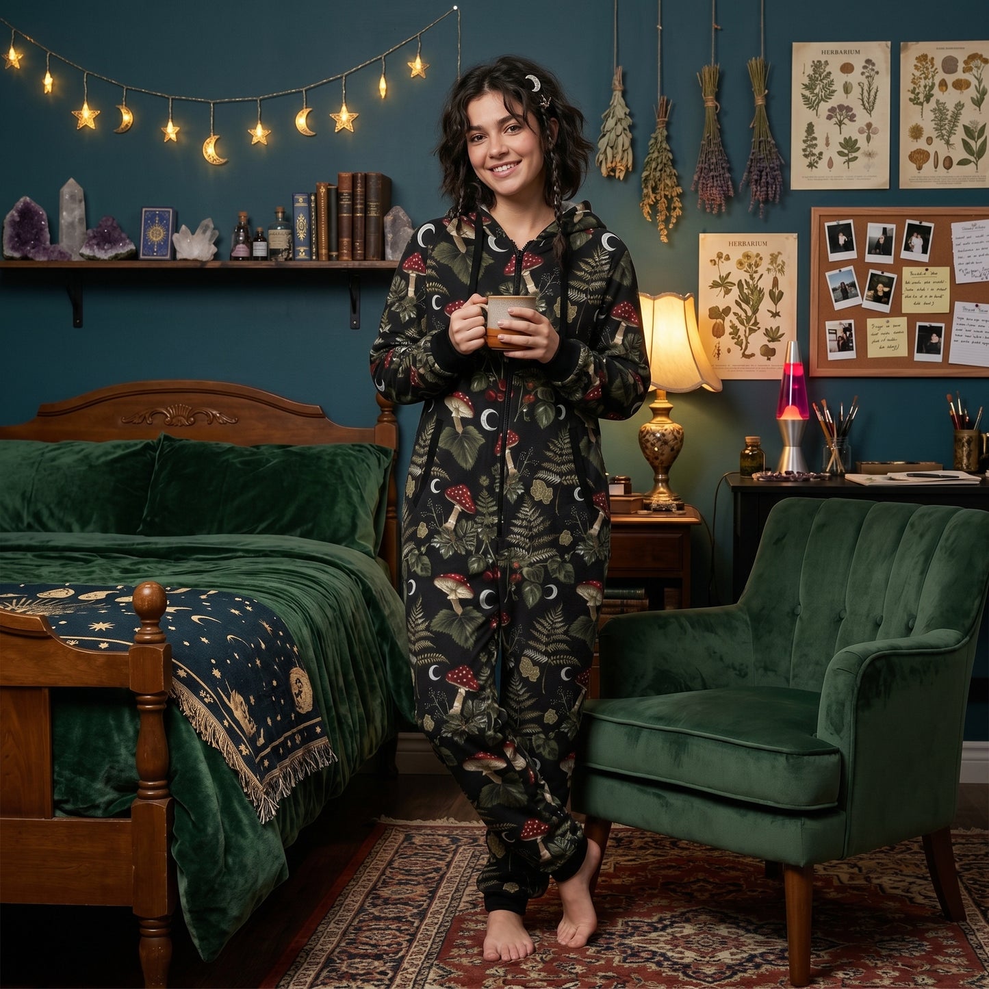 Witchy Moons & Mushrooms Adult Onesie