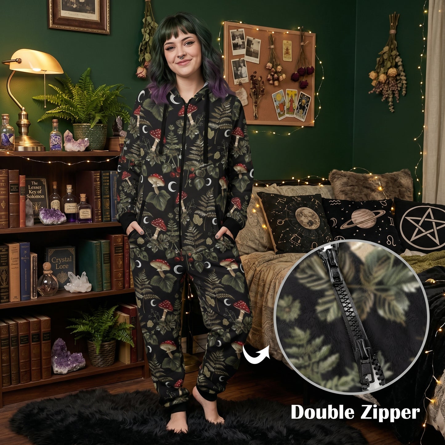 Witchy Moons & Mushrooms Adult Onesie