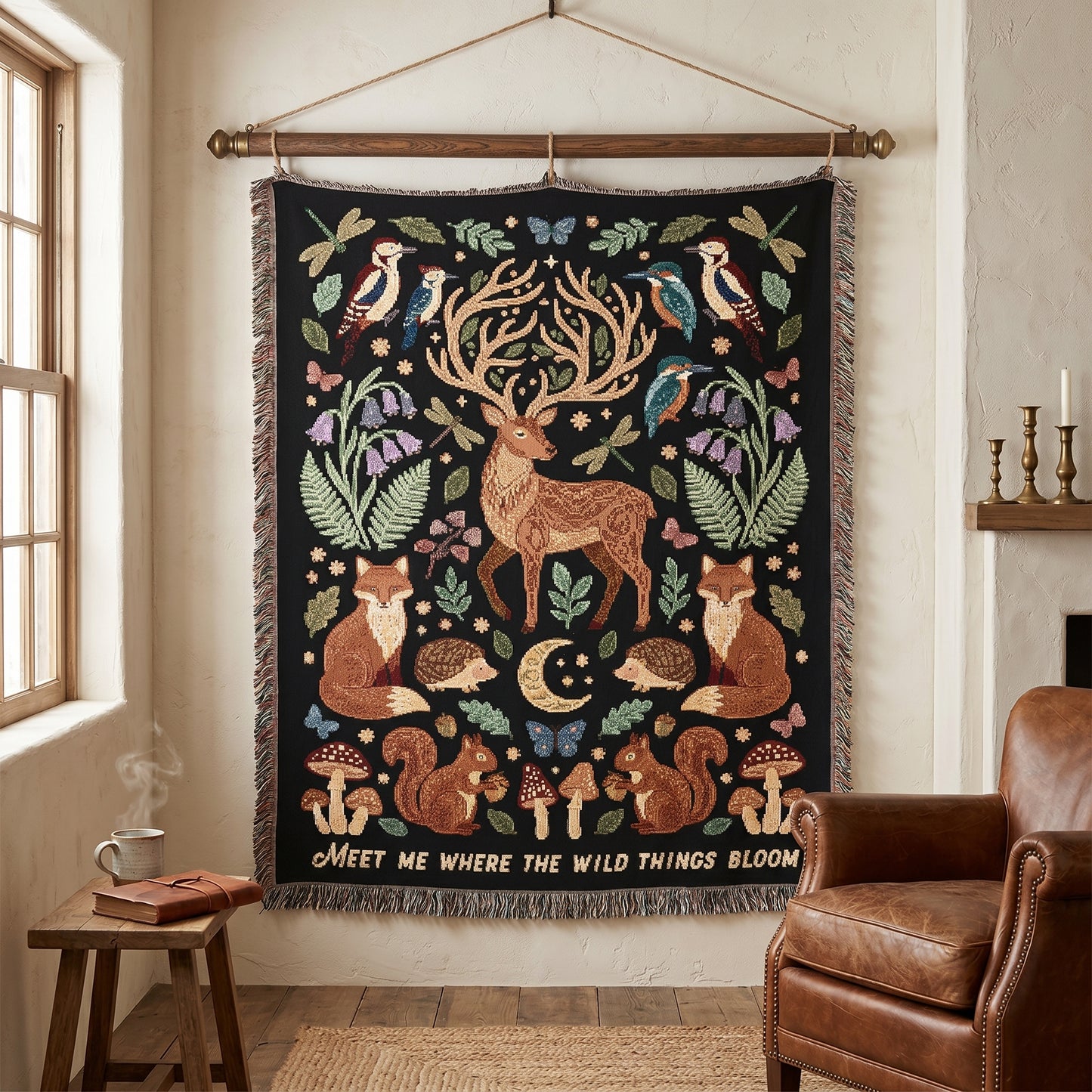 Woodland Animals Woven Blanket